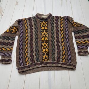 Siochain vintage handloomed Irish colorful sweater knitted wool